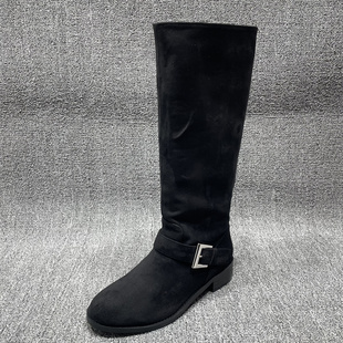 断码 靴圆头机车靴时髦皮带扣粗跟长靴女 处理高筒骑士靴不过膝时装