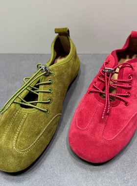 德训鞋女真皮平底鞋休闲系带单鞋