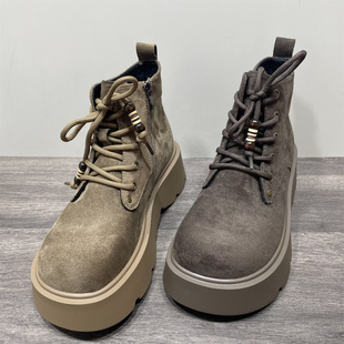 断码处理复古美拉德马丁靴女冬季增高厚底松糕鞋加绒保暖大头短靴