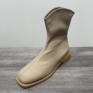 踝靴小码 超火靴子女 处理小短靴女秋冬平底方头瘦瘦靴2025新款 断码