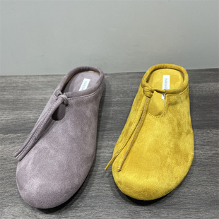 软底百搭凉拖女 夏季 断码 处理森女文艺复古绒面包头平底勃肯半拖鞋