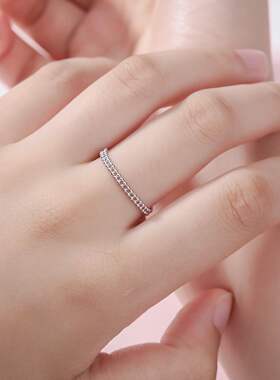 925纯银麻花豆豆素链戒指男女个性简约风戒指环2025新款