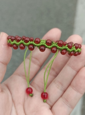 新款复古清新满天星红石榴石盘龙精美手链手绳手串