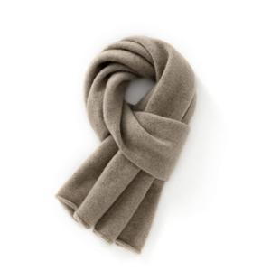 100%纯山羊绒围巾女七针双股加厚保暖冬季 护颈男围脖情侣针织披肩