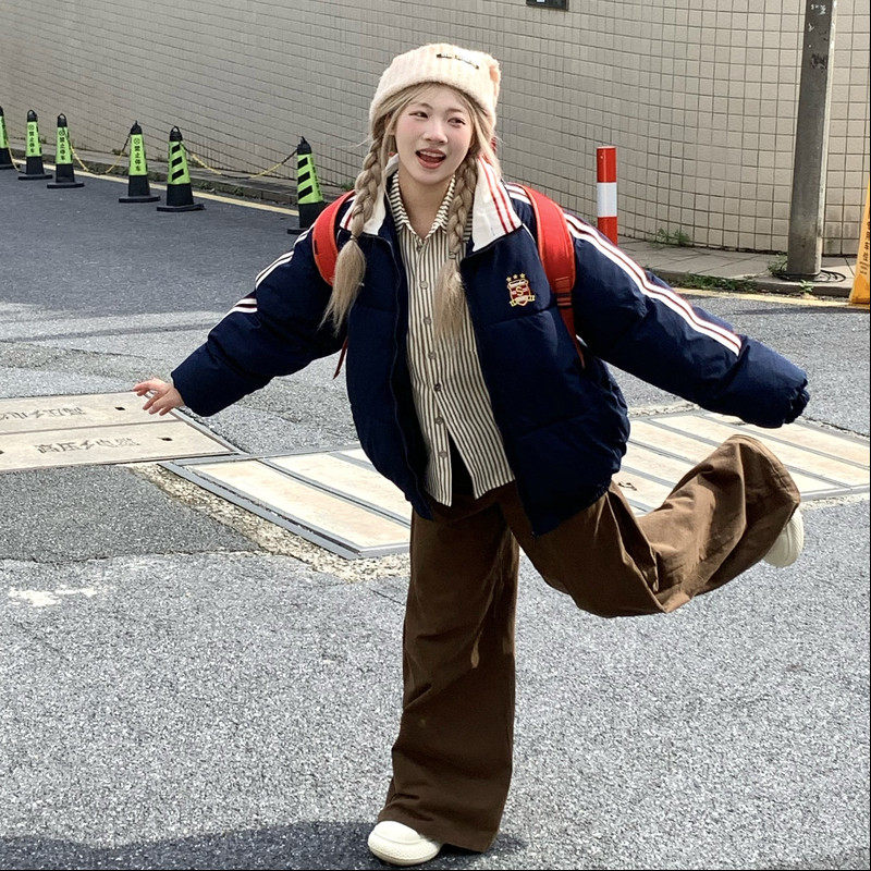 实拍2025年新款棉服女冬