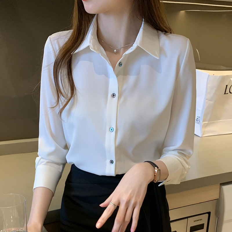 2025春衬衫女设计感小众百搭气质衬衣丝光缎面休闲职业上衣