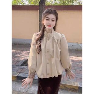 2025款巨好看韩里韩气的卡其色短款外套女款秋高级感chic别致上衣
