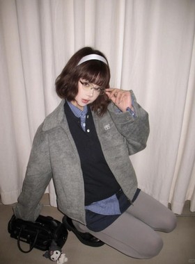 覆古气质翻领毛呢外套女2025秋季新款韩版休闲显瘦夹克短款上衣