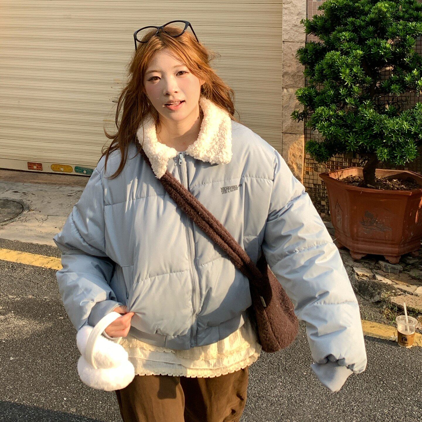 实拍2025冬季新款蓝色美