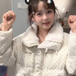日系甜美小个子短款棉服女学生不臃肿的面包服羊羔毛冬季棉衣外套