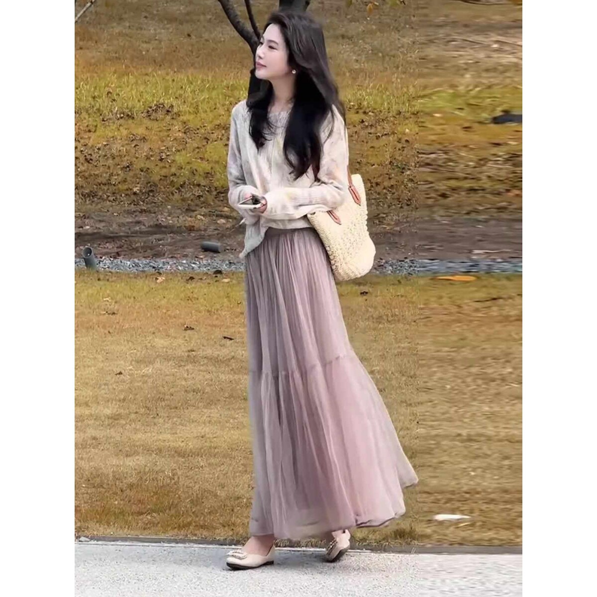 慵懒风休闲宽松毛衣半身裙套装女温柔淑女时尚两件套2025秋季新款