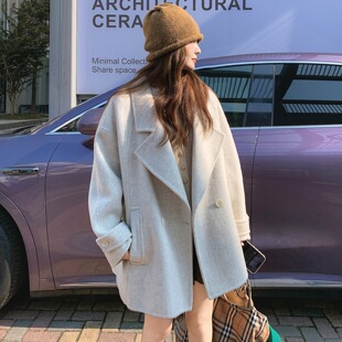 韩系2025新款毛呢大衣女秋冬超火好看高级感小众毛呢西装加厚外套
