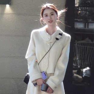 2025新款富家千金感毛呢套装连衣裙子女秋冬季小香名媛风收腰长裙