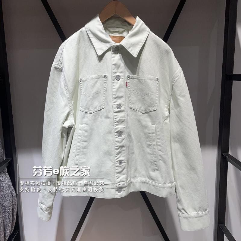 男士浅绿色宽松牛仔夹克外套