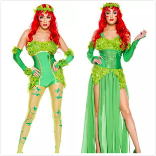 万圣节新款绿色精灵树妖cos服装性感树精森林仙子绿色仙女装大码