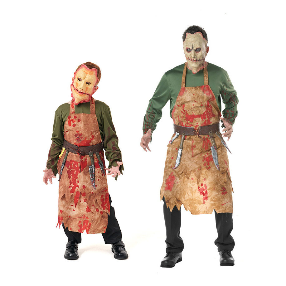 万圣节男士恐怖服装屠夫血迹装