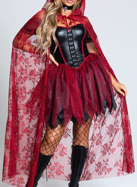 新品童话小红帽cos服大码性感类似披风斗篷红色女仆圣诞节万圣节