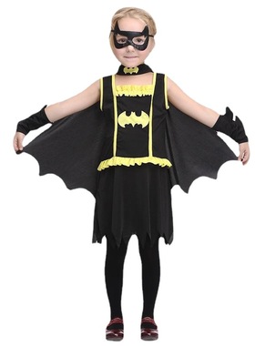万圣节儿童cosplay表演服蝙蝠侠角色扮演 bat cos服 超级英雄女童