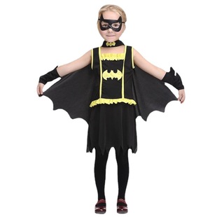 超级英雄女童 cos服 万圣节儿童cosplay表演服蝙蝠侠角色扮演 bat