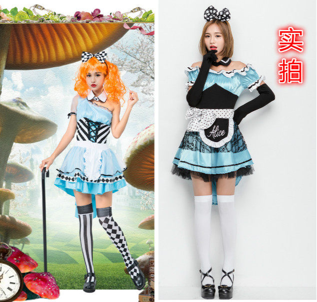 欧美电影万圣节蓝色女佣公主裙