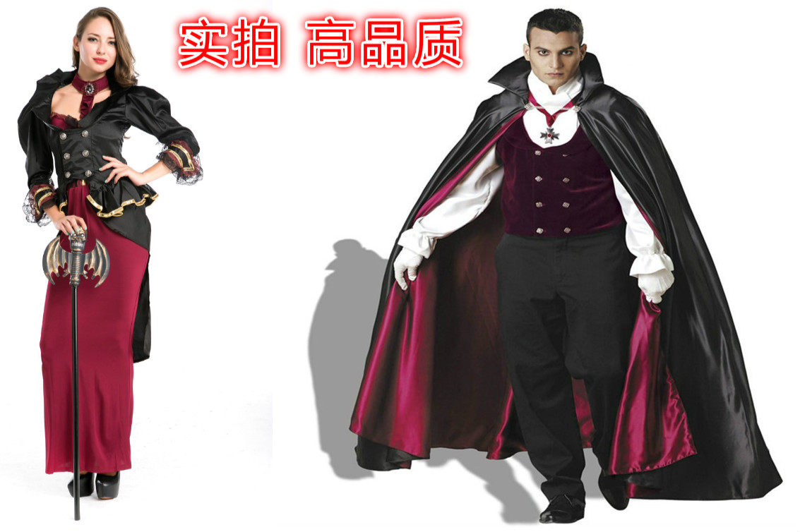 男女魔术师服恶魔爵士套装万圣节cos服燕尾服情侣吸血鬼女王伯爵
