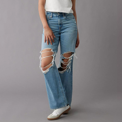 宽松破洞裤常规厚度直筒长裤
