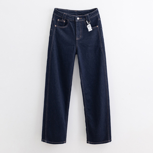 女宽松显瘦提臀加绒保暖老爹弯刀裤 高腰微弹牛仔裤 潮 新款 2025冬季