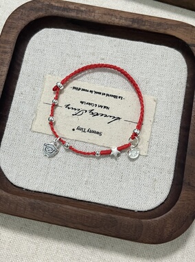 S925纯银小羊小狗手编绳纯银闺蜜手链