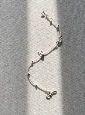 手工编织s925银兔子爱心手绳可调节闺蜜礼物学生礼物