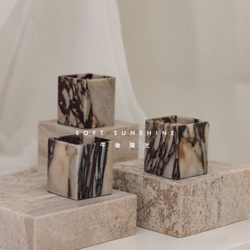 天然玉大理石宝格丽印度绿冷翡翠卧室书房桌装饰品罐子摆件蜡烛台