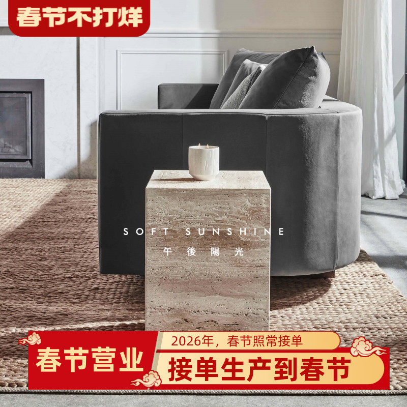 黄洞大理石头雕塑入户电视柜客厅装饰落地摆件立柱子墩展示台底座