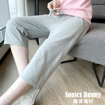 直筒七分裤女薄款夏季休闲宽松裤马裤小个子运动休闲中裤卫裤