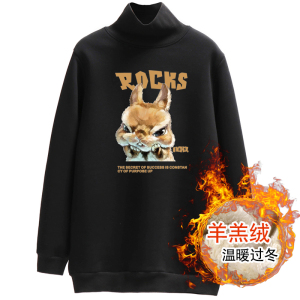 厚实保暖中长款包臀羊羔绒加厚高领卫衣女秋冬宽松大码套头绒衫半