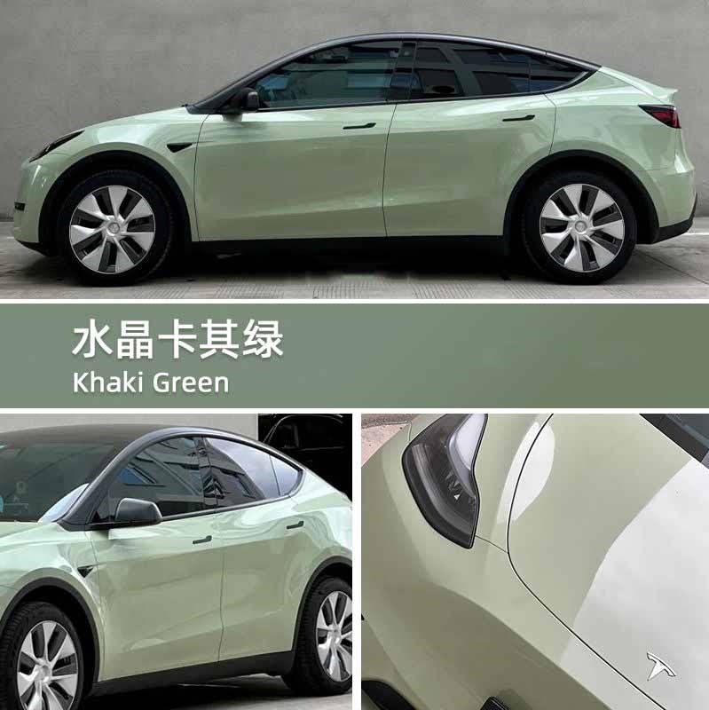 汽车PET改色膜高亮水晶卡其绿