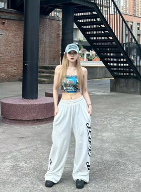 KIMMING KZ02金大铭同款原创印花休闲宽松卫裤 爵士街舞 男女同款