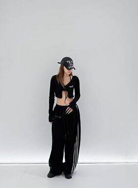 KIMMING金大铭同款三条杠印花卫裤 宽松休闲 男女同款