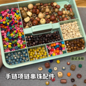 石塑粘土蓝包配饰配件串珠首饰编织实木珠陶瓷手链项链串珠挂饰