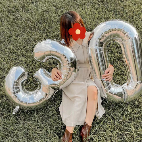 40寸银色生日派对数字布置气球