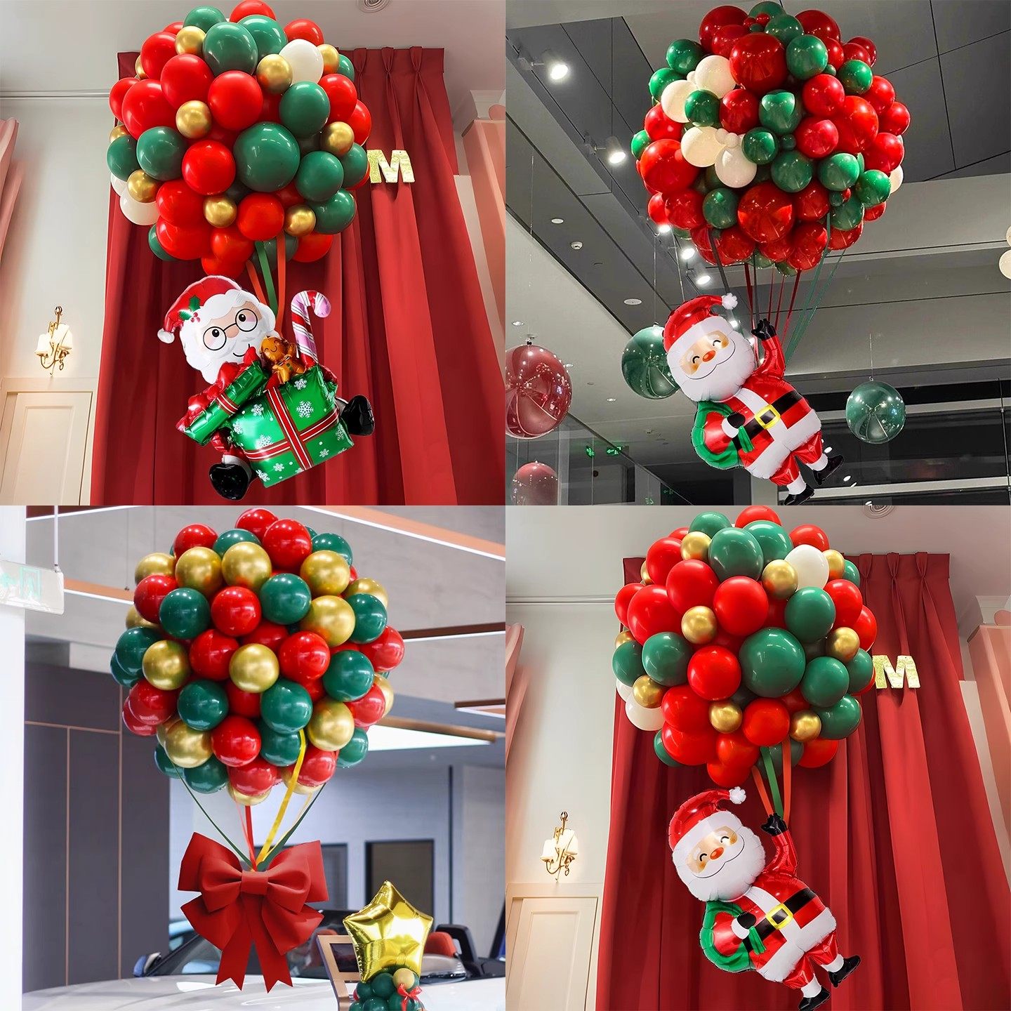 圣诞节老人大热气球小熊吊挂件珠宝4S服装店装饰氛围场景布置道具