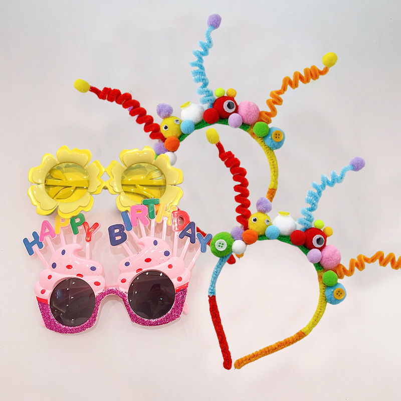 ins韩国生日拍照道具彩色弹簧发箍可爱装扮搞怪卡通头箍蛋糕帽子