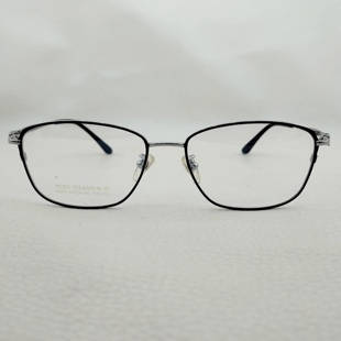 36黑银色全框眼镜架近视眼镜框超轻复古 6475 纯钛商务女款