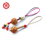 舞泽天DIY天然桃木路路通五色绳手机链玛瑙多宝金刚结钥匙扣挂件
