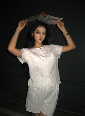 Maddy 韩系甜美带胸垫睡衣女款夏季可外穿短袖短裤家居服碎花套装