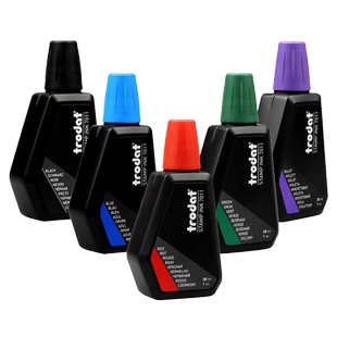 卓达trodat进口7011回墨印油水性印章专用油墨翻斗办公红蓝黑紫绿色28ML