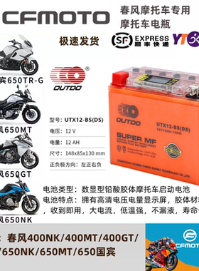 春风ST狒狒150NK250NKSR400NKGT650NK/MT国宾700CLX800MT摩托电瓶