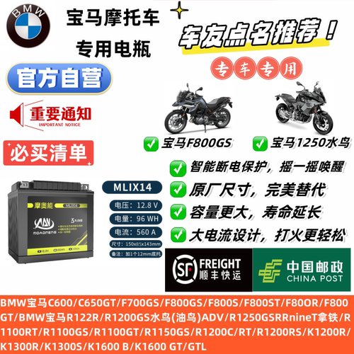 摩托车电瓶12V宝马F650GS/F700/F800GS/R1200GS水鸟/油鸟ADVC650