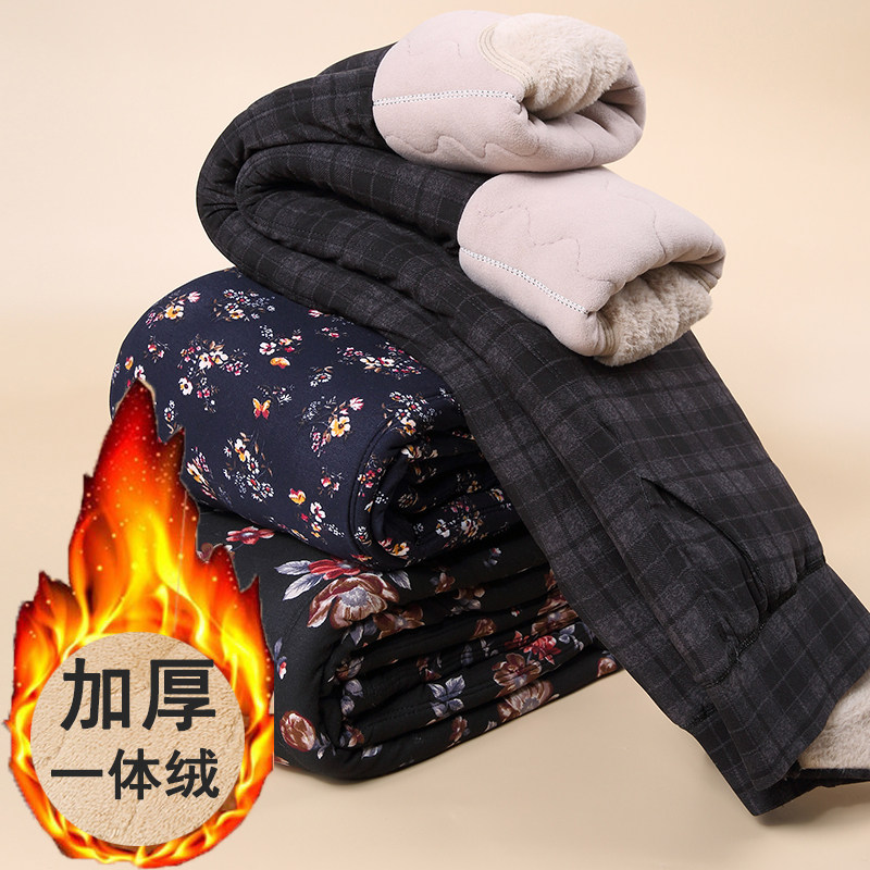 妈妈加绒打底裤保暖护膝休闲裤
