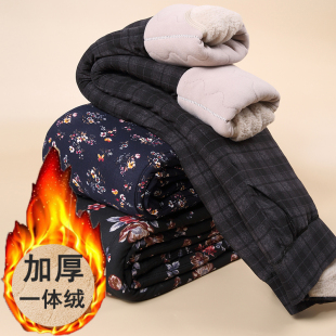中老年人妈妈裤子冬季可外穿大码加绒修身弹力保暖裤休闲裤打底裤