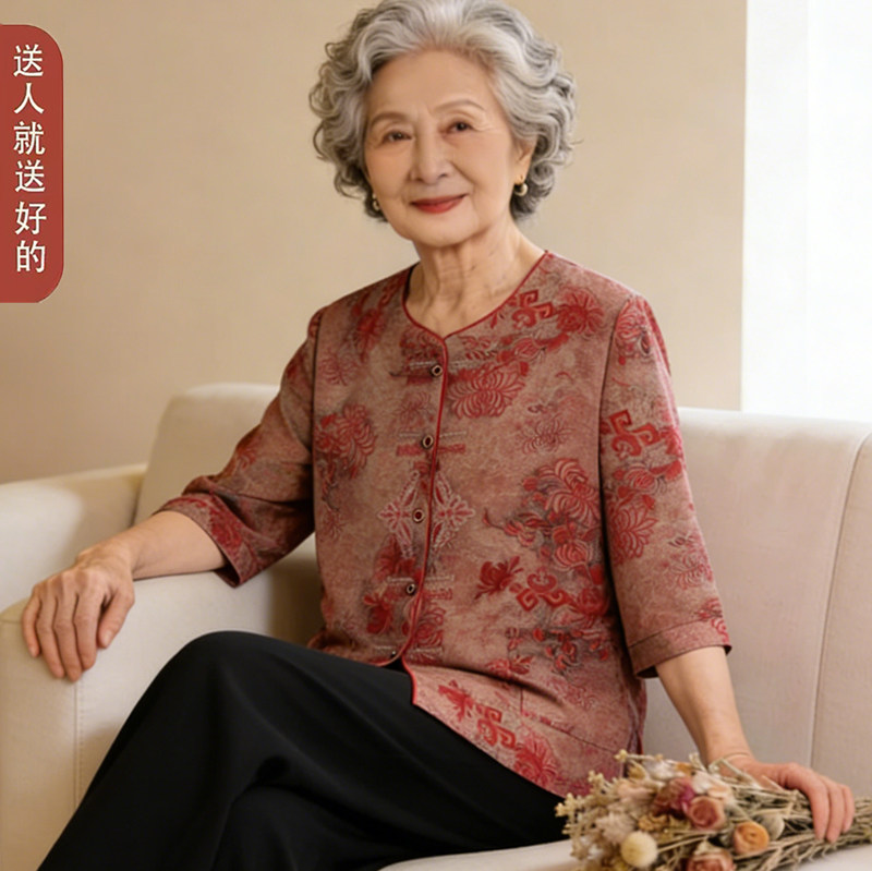 清凉透气!中老年人女装夏季套装