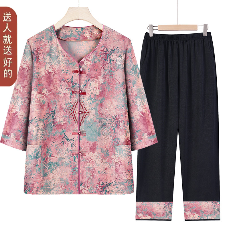 新款薄款宽松奶奶夏装套装